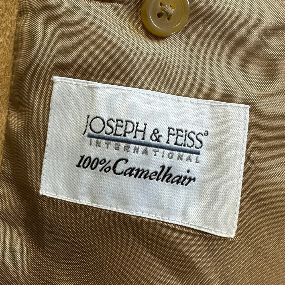 VTG 100% Camel Hair Sport Coat Blazer 44 Long Tan Brown Old Money Joseph & Feiss